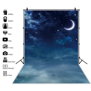 Фон для фотосъемки новорожденных с изображением белого облака Луны ночи детского дня рождения деревянного пола