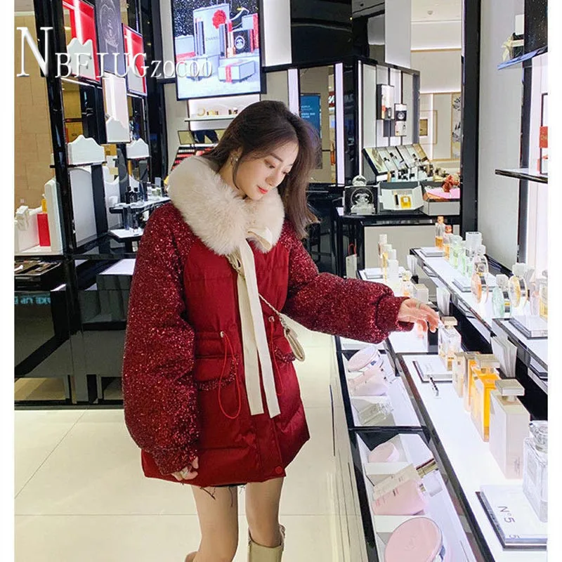 Winter Women Parkas Fluff Collar 2020 New Korean Loose Fashion Female Coat