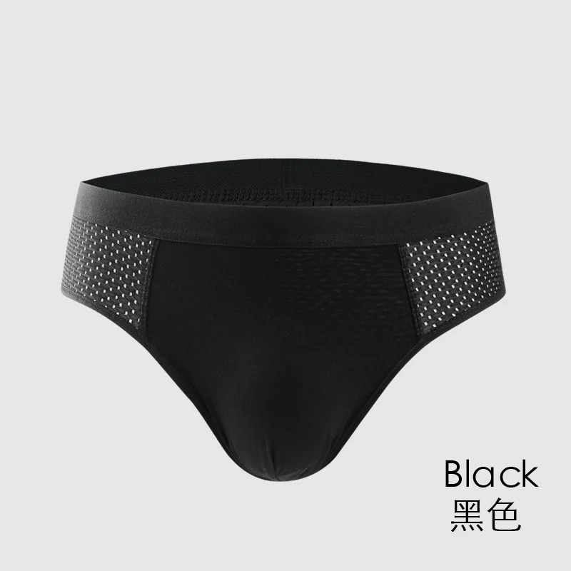 

3 pieces Men's triangle Modale ice mesh hole breathable underwear youth middle waist sports sexy pants men's lingerie