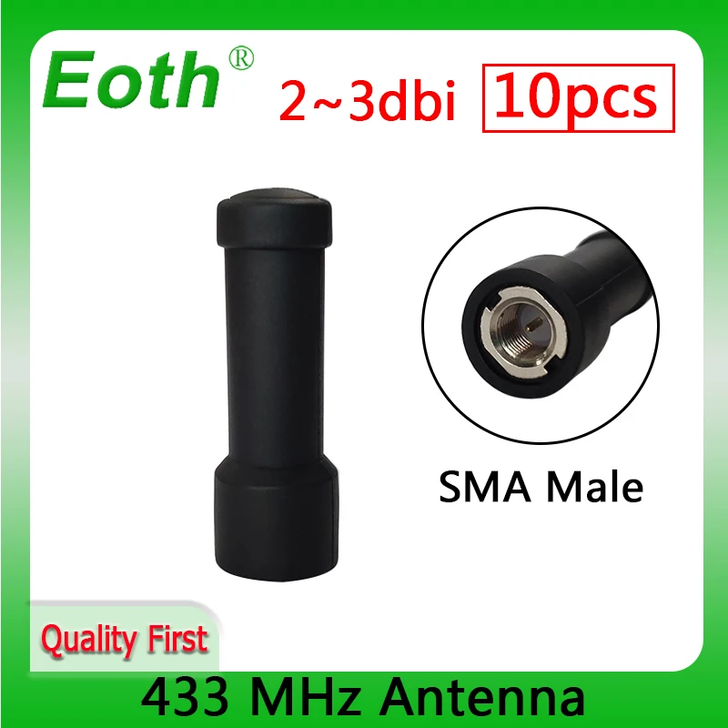 EOTH 10pcs 433mhz antenna 2~3dbi sma male lora antene pbx iot module lorawan signal receiver antena high gain