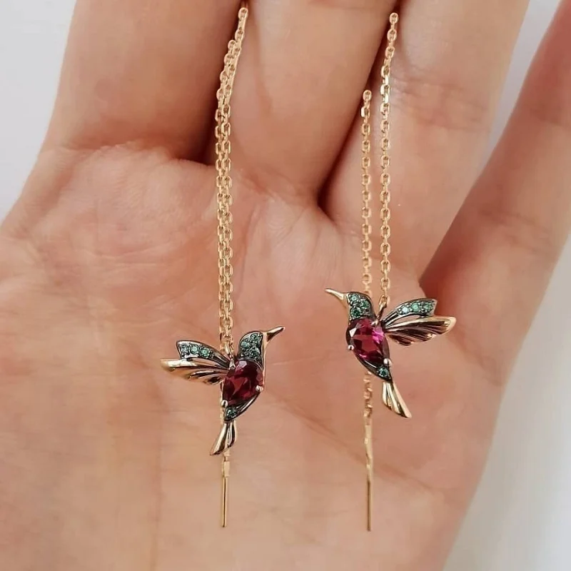 

Asymmetrical Earring Female Super Fairy Magpie Drop Glaze Wing Earrings Pendant Temperament Long Style Kingfisher Earrings