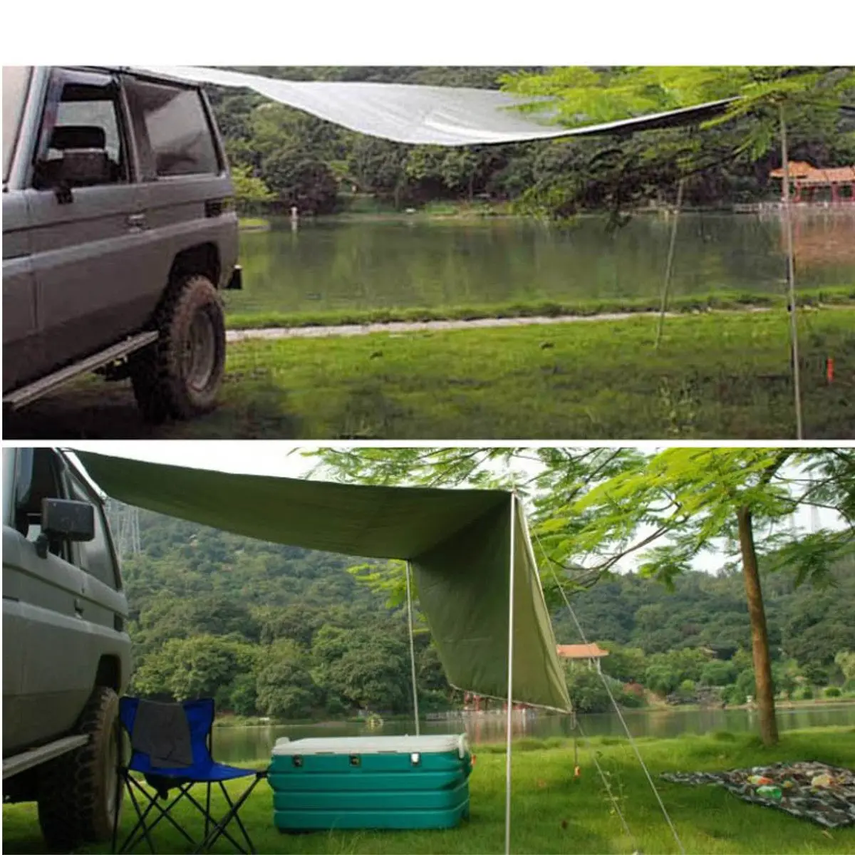

2.8 x 1.8m Sunshade Tent Car Outdoor Folding Waterproof Camping Roof Top Tent Folding Anti-UV Car Canopy Sun Shelter 2.8 x 1.8m