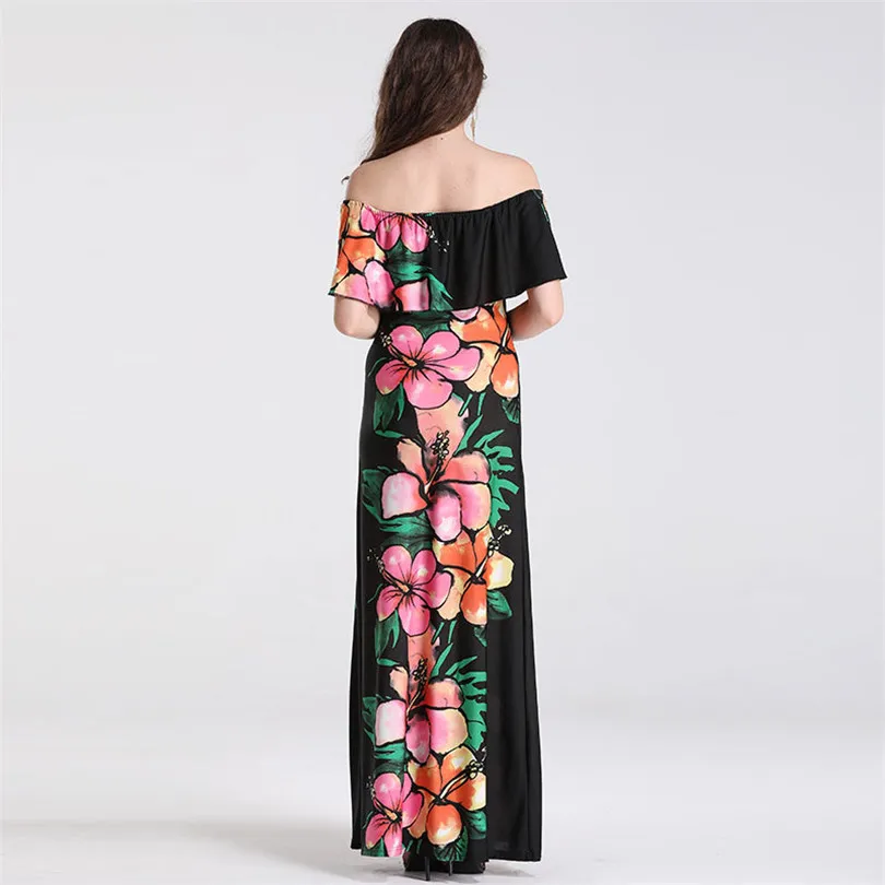 Женская одежда в африканском стиле длинное эластичное платье с принтом размеры S