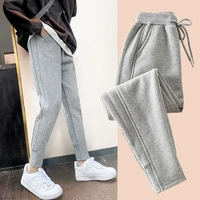 girls bottomed pants new childrens spring and autumn guard pants grey sports pants middle big childrens plush outer casual pa