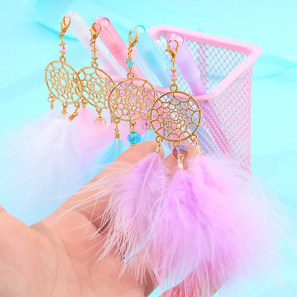 1 шт. гелевая ручка каваи Ловец снов перо 0 5 мм нейтральные ручки для школьниц