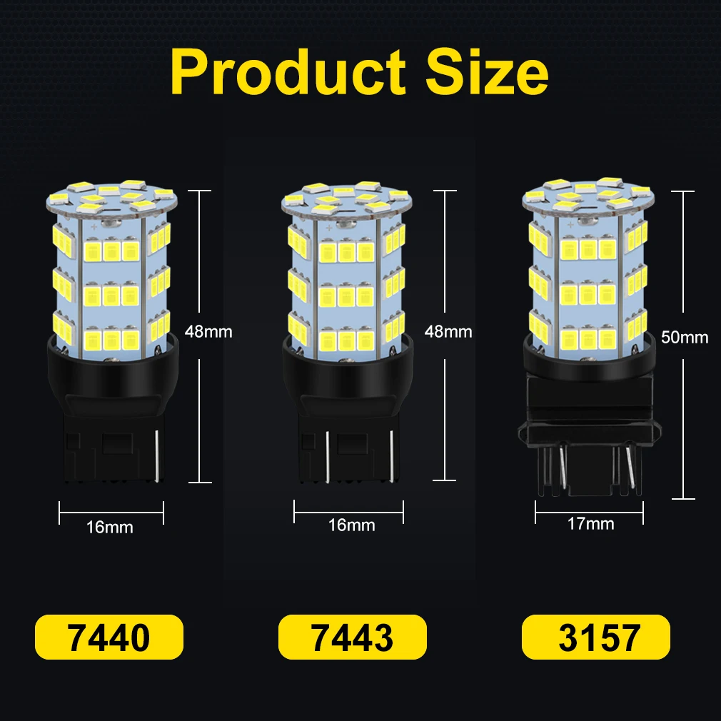 2 шт. супер яркий светодиод T20 7440 7443 W21W WY21W чипы 54SMD 2835 T25 3157 автомобильная резервная