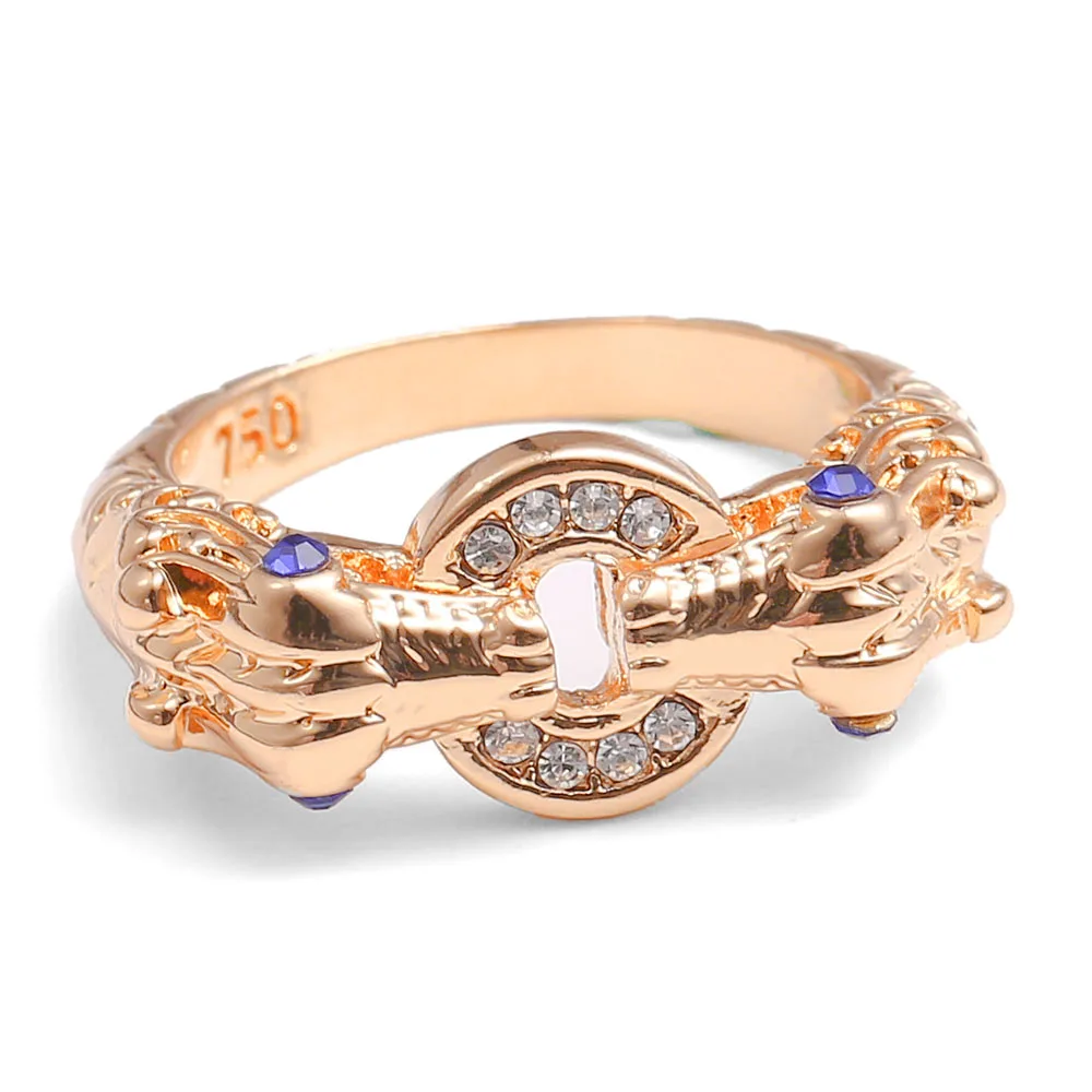 

Coconal Luxury Women Double Dragon Head Bit Zircon Mosaic Ring Wedding Party Engagement Finger Jewelry Men's Unisex Ring Gift