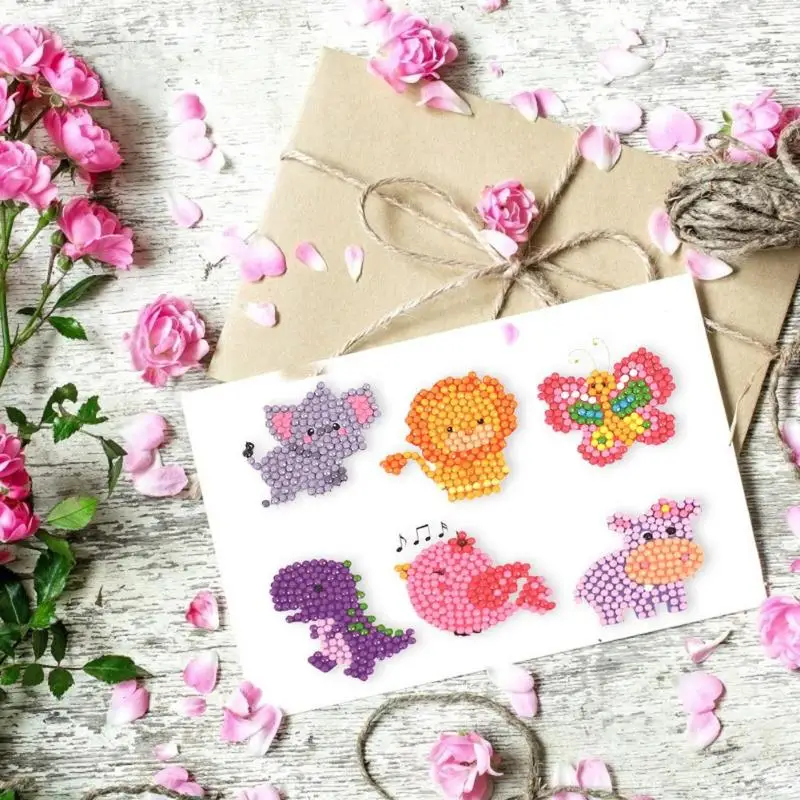 6pcs DIY Cartoon Full Drill Round Diamond Painting Stickers Child Book Cup Decor Top Design with Perfect Size 2.8mm | Дом и сад