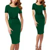 Vfemage Винтаж одноцветное цвет печати рюшами Лук носить на работу молнии vestidos Bodycon Офис Вечерние Партии Женское облегающее платье 361