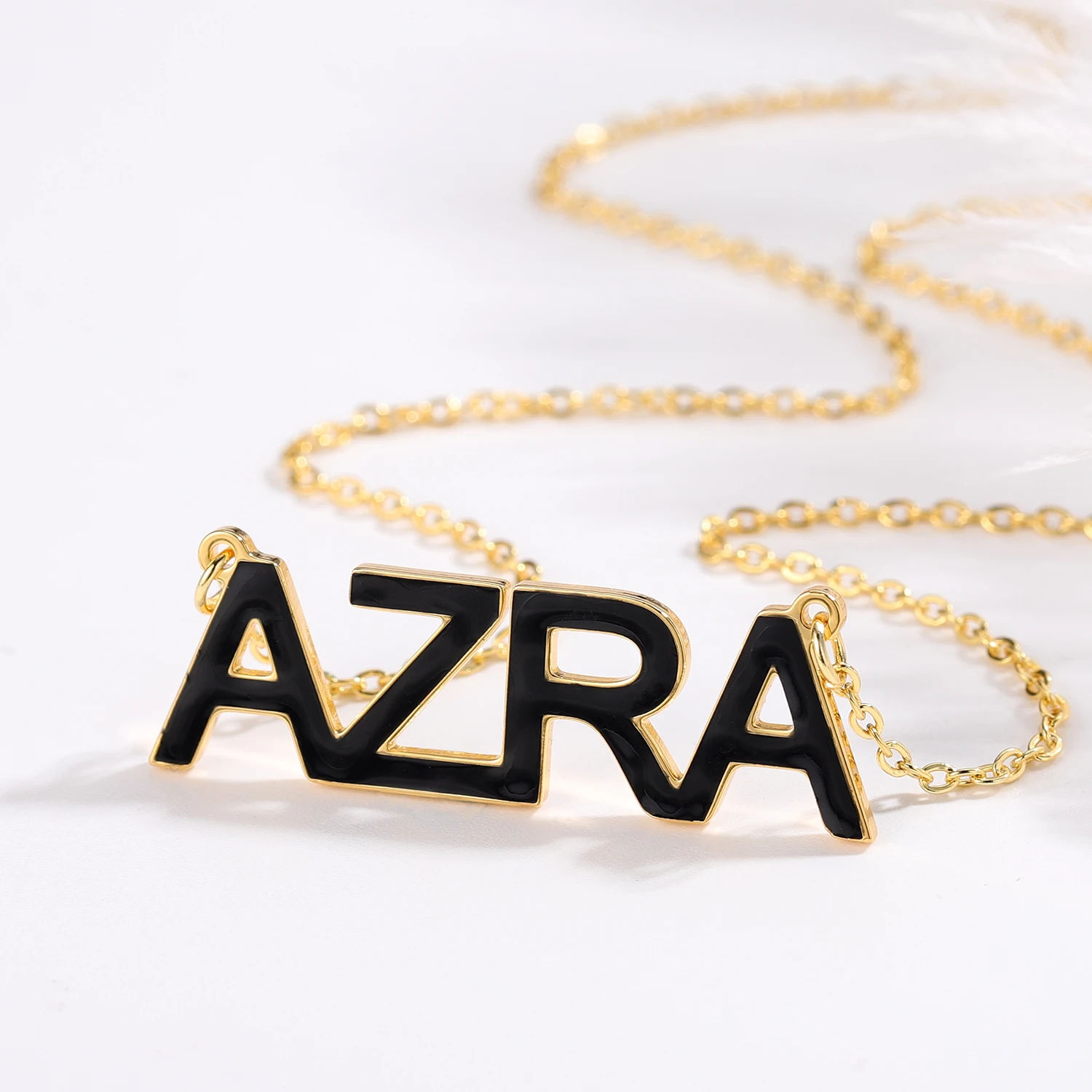 

Personalized Customized Name Necklaces Stainless Steel Letter Jewelry Gold Chain Stone Enamel Necklace Pendant For Women Gifts