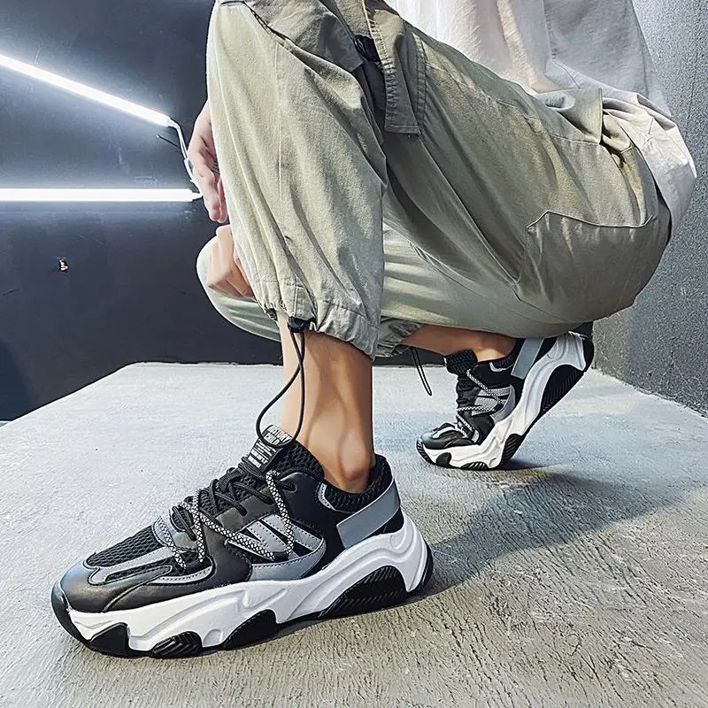 

Korean Version New Style Sneakers Men Running Shoes Street Sport Shoes Men Casual Dad Shoes Height Increasing Breathable Shoes