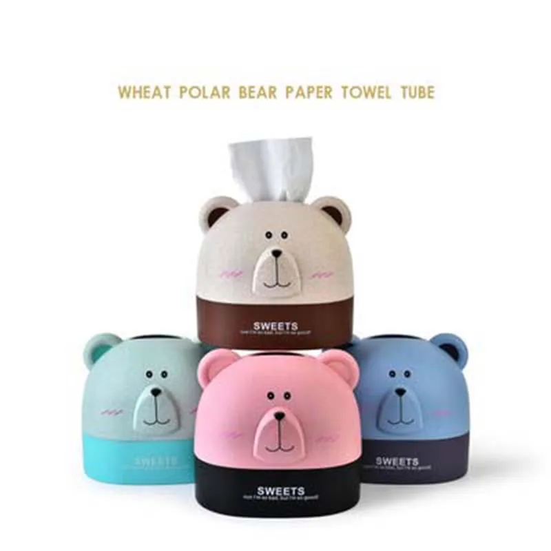 

Home Kitchen Cute Cartoon Bear Plastic Tissue Box Desktop Storage Napkin Holder Roll Paper Tissue Case Storage Box Accessories
