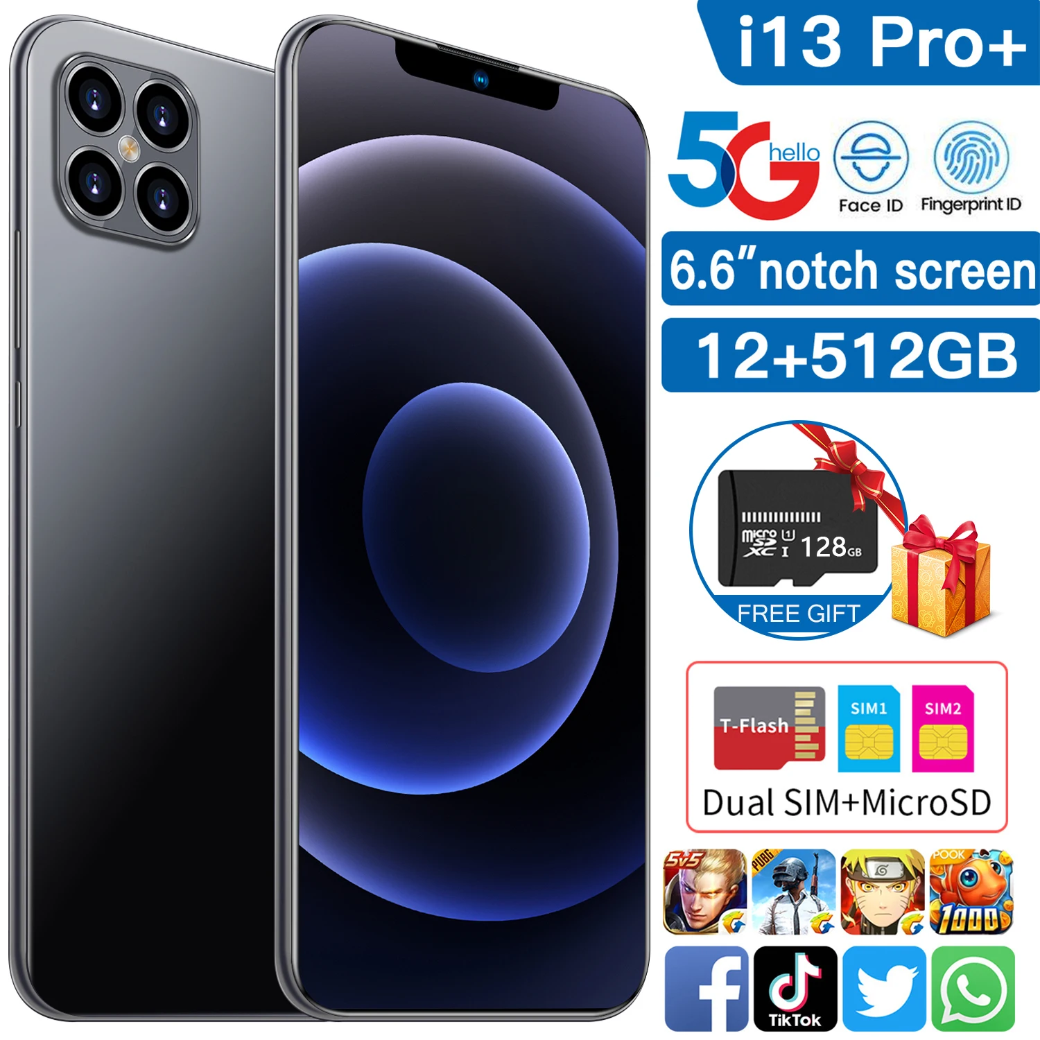 

Смартфон с выемкой диагональю 6,7 дюйма, 10000 ГБ + 512 ГБ, для Apple IPhone 13 Pro Max, Samsung, Huawei