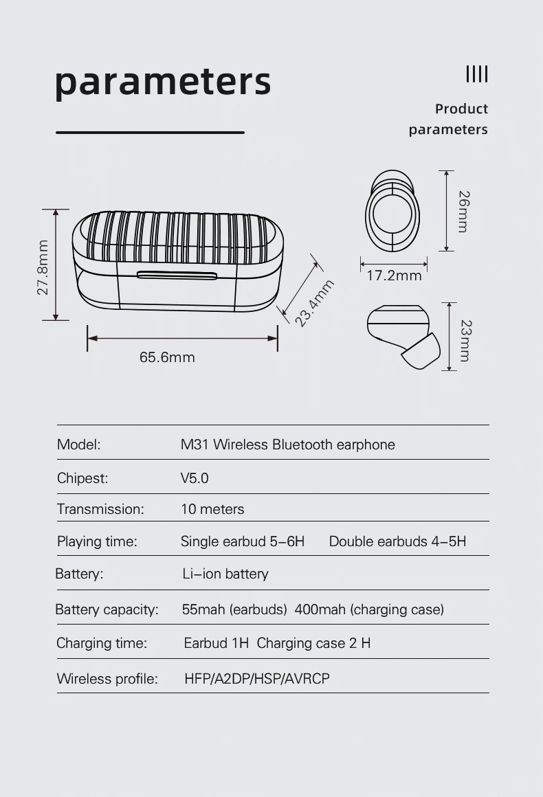

TWS True Stereo Wireless Headsets Bluetooth 5.0 Headphones HiFi Noise Cancellation Touch Cantrol Waterproof Earphones Sports