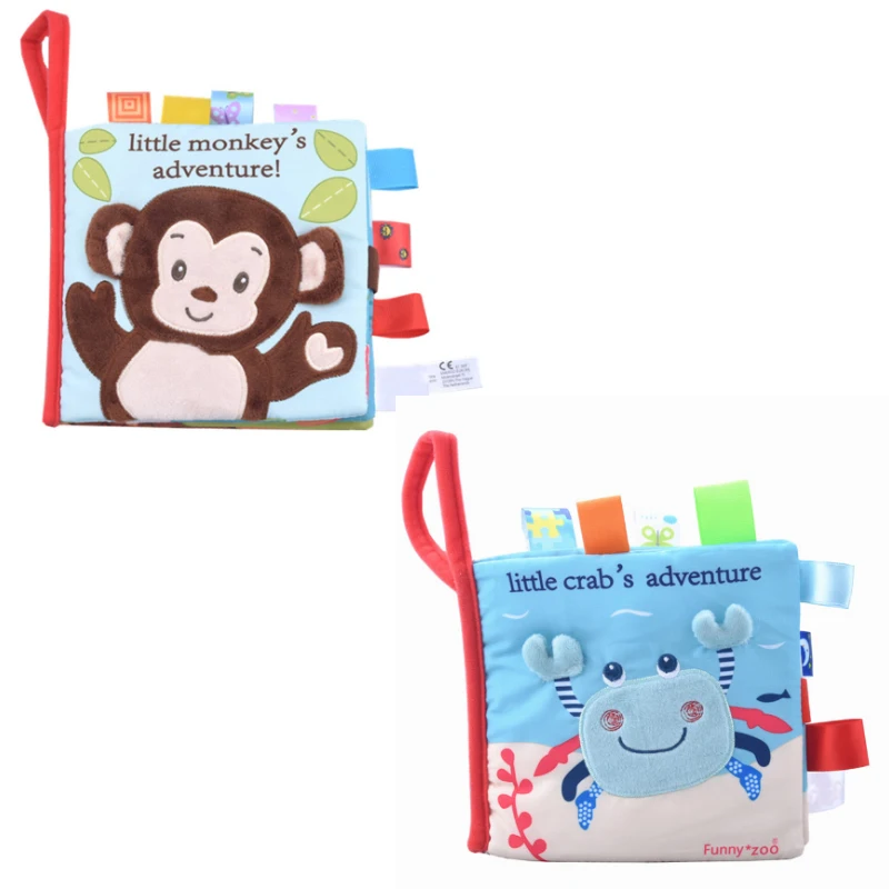 

Soft Cloth Book Lovely Crinkle Books Toddler Educational Learning Toy 3D Infant Fabric Activity Crinkle Books Animal Style Toys