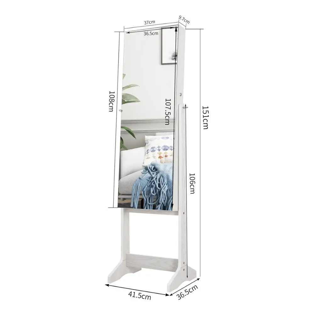 Mirrored Jewellery Cabinet -Jewelry Wardrobe with Mirror Standing Full Length Lockable Jewelry Organiz | Мебель