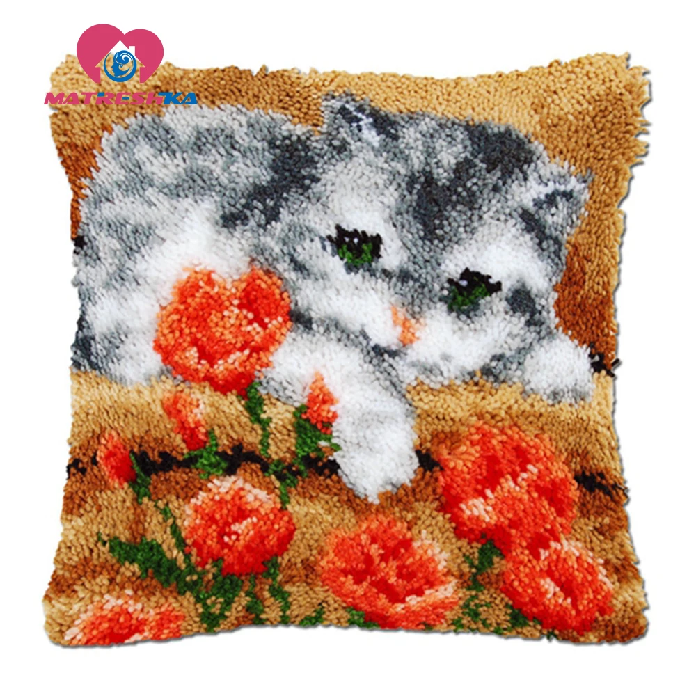 С вышивкой в виде котиков Детские крюк карабин подушка ковер вышитые подушки