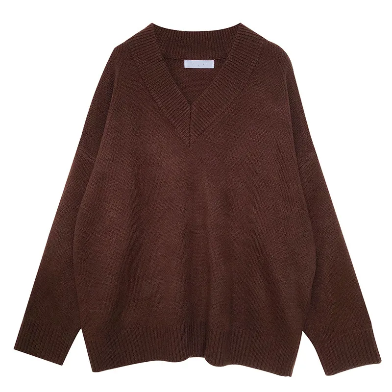

Autumn Winter New Women Basic Sweater Korean Fashion V-Neck Long Sleeve Loose Pullover Sweaters Woman Casual Jumper