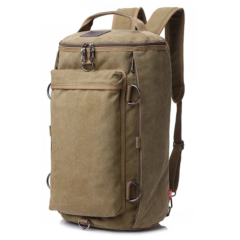 Men's Backpack Wear-resistant Canvas Material Multi-functional Large-capacity Design Leisure Outdoor Hiking Travel Student Bag