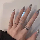 7 шт.компл. корейский модный смешанный минималистичный набор колец геометрические круглые металлические золотые серебряные открытые кольца на манжетах ювелирные изделия для женщин