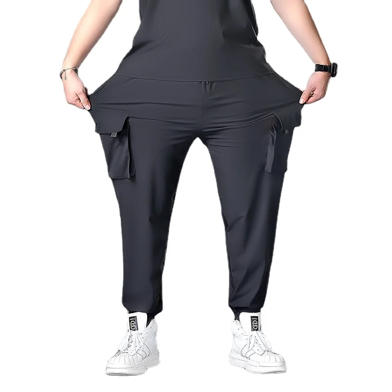 

7XL 6XL XXXXL thin fabric Man Black 2020 Vintage Joggers Streetwear Mens Pockets Harem Pants Male Summer solid Pants Fashions