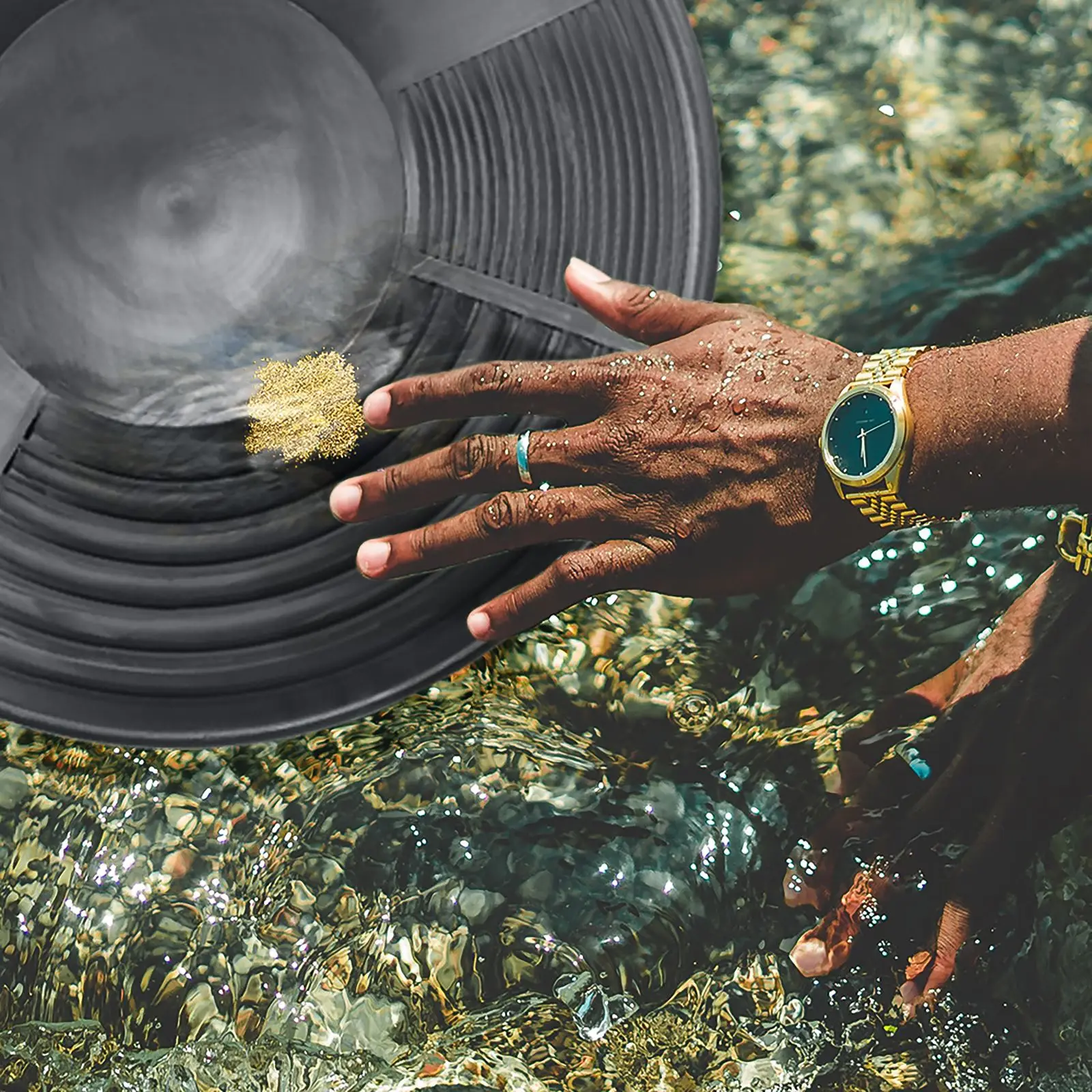 

15 Inch Plastic Gold Pan Basin Hand Crank Prospecting River Tool Wash Gold Panning Nugget Mining Pan for Wash Gold Outdoor