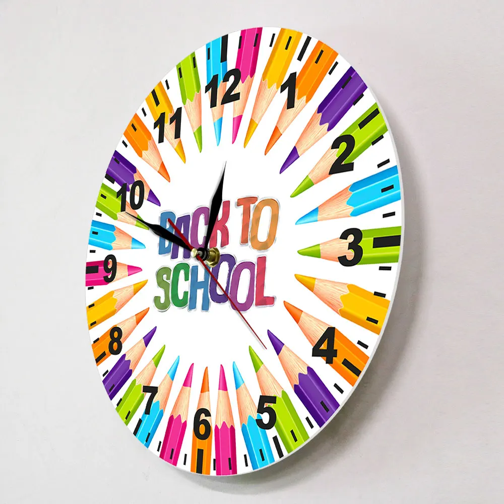 Цветные карандаши для школы декоративные часы цветные круглые бесшумные