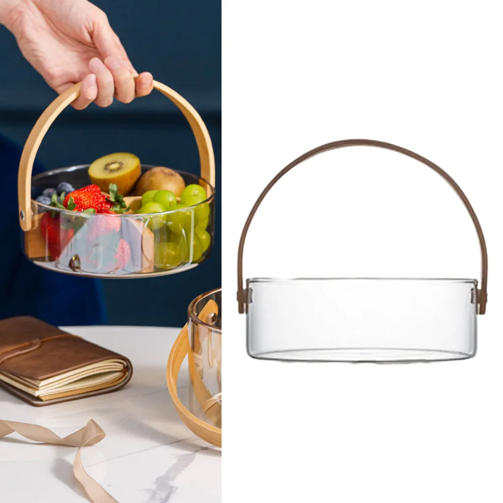 

Стеклянный поднос, круглая чаша для хранения конфет, подарочная корзина для кондитерских изделий, украшение для дома, чаша для закусок, пода...