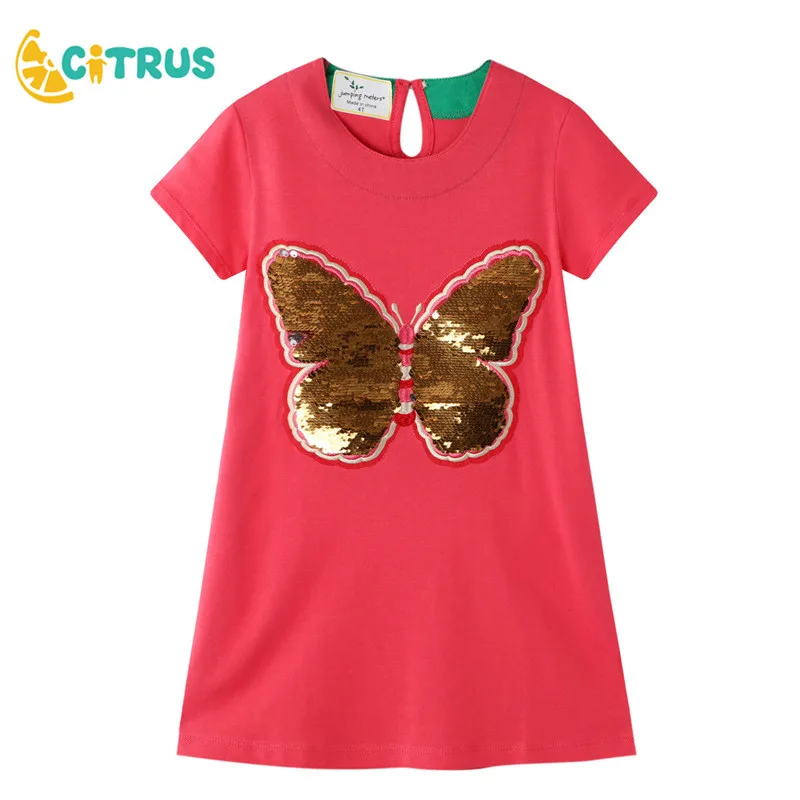 

Red Cotton Dress Pretty Butterfly Summer Baby Girl Cute Kids 2-7 Years Short Sleeve Casual Princess Lovely Fashion Dress