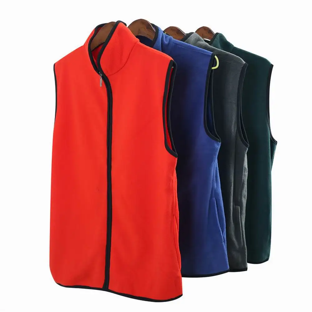 Флисовый теплый жилет с воротником стойкой для зимы 2020 куртка карманами мужчин и