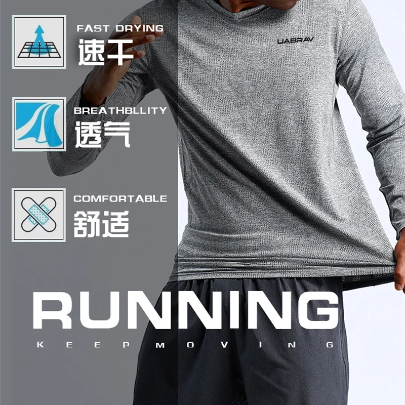 Мужская быстросохнущая компрессионная рубашка с длинным рукавом для активного