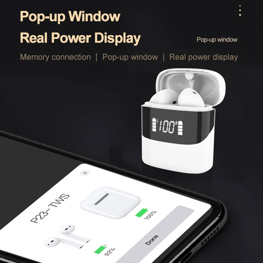 

P23 TWS Bluetooth 5.0 Earbuds Wireless Sport Headset Earphones with Mic Headphone Headset With Charging Case
