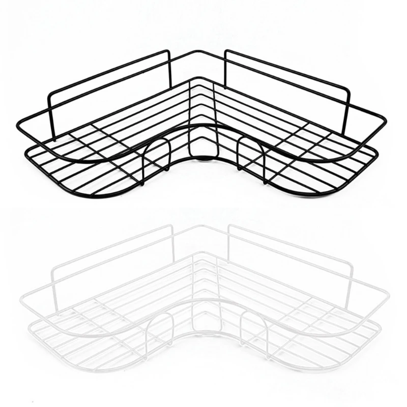 

Self Adhesive Bathroom Shower Shelf Metal Wall Mounted Storage Organizer Rack Triangle Basket No Drilling for Bedroom Room