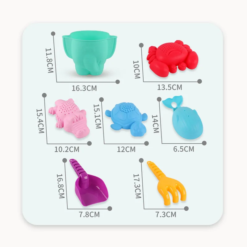 

Summer Silicone Soft Baby Beach Toys Baby Beach Game Toy Children Sandbox Set Kit for Kid Beach Play Sand Water Cart Gift