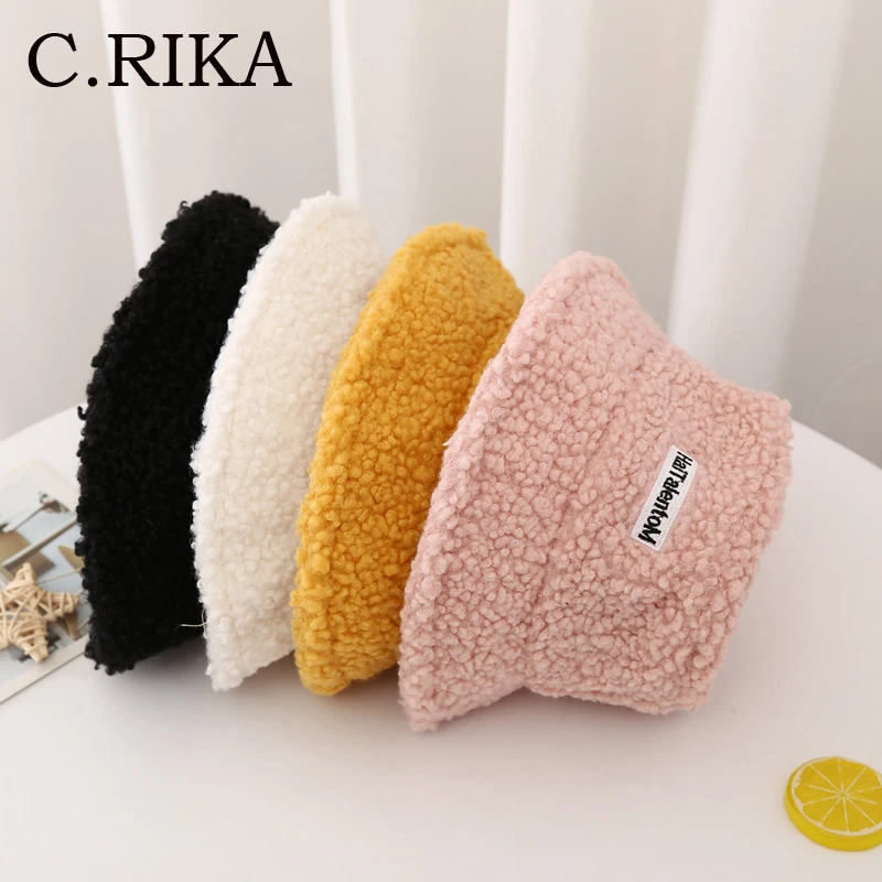 Осенне зимняя Панама из овечьей шерсти с искусственным мехом Женская Корейская