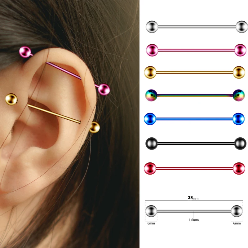 Хирургическая сталь хрявой пирсинг для уха Промышленные серьги штанги Orelha s Body