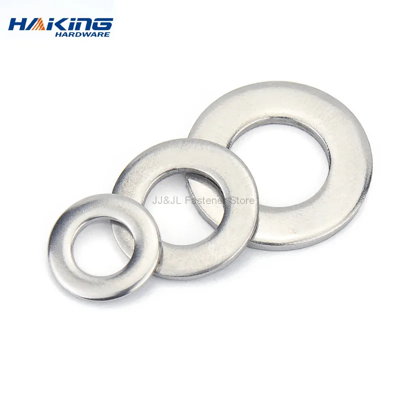 1/100pcs Flat Washer M2 M2.5 M3 M4 M5 M6 M8 M10 M12 M14 M16 M18 M20 M22 M27 Stainless Steel Washers Plain Washer Gaskets DIN125