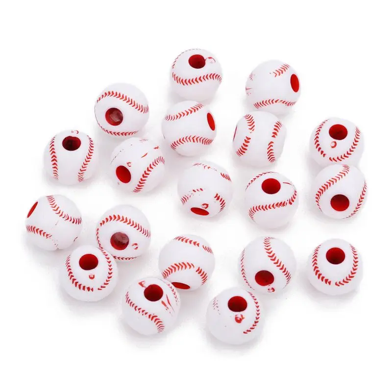 

100 Pcs Acrylic Baseball Beads 12mm Sports Pony Ball Spacer Beads Jewelry Making