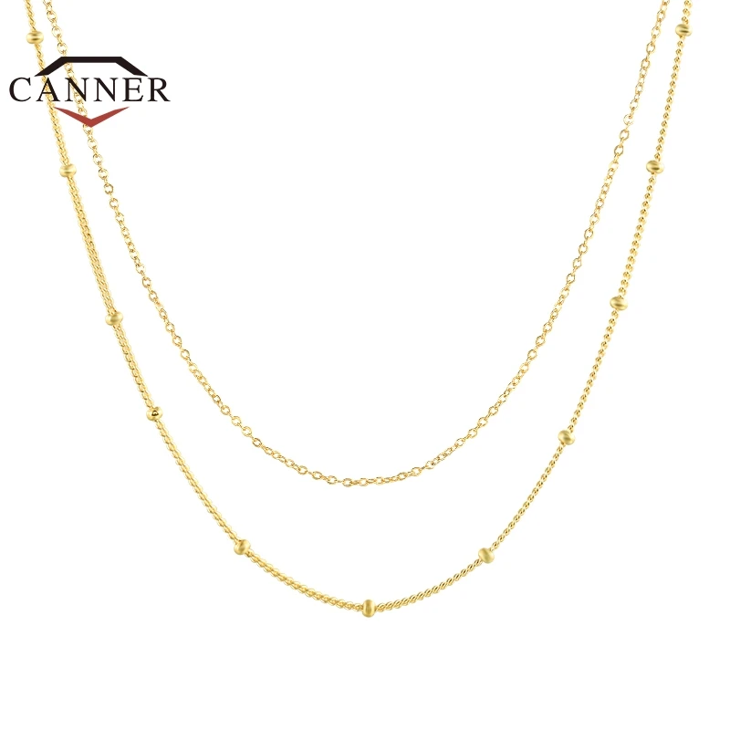 

CANNER 925 Sterling Silver collares de moda 2021 Necklace for Women Gold Bead Clavicle Choker Chain Necklaces Delicate Jewelry