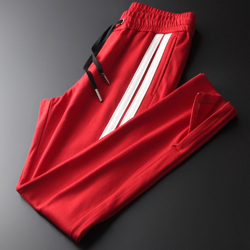 Minglu протектор красные мужские брюки для девочек Роскошные ленты в полоску