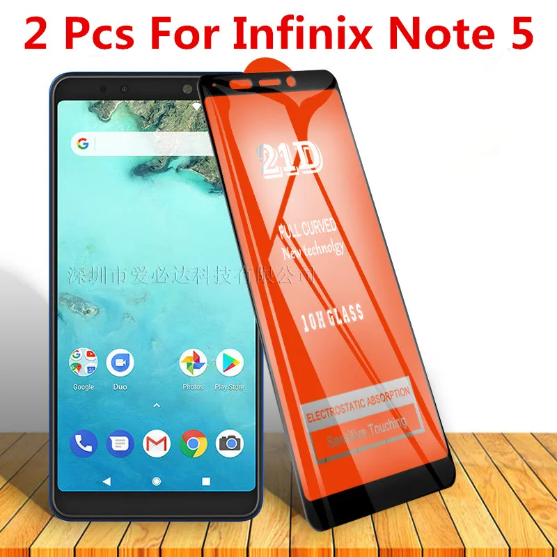 

Закаленное стекло с полным покрытием для Infinix Note 5, 2 шт., Защита экрана для Infinix note5, стеклянная пленка