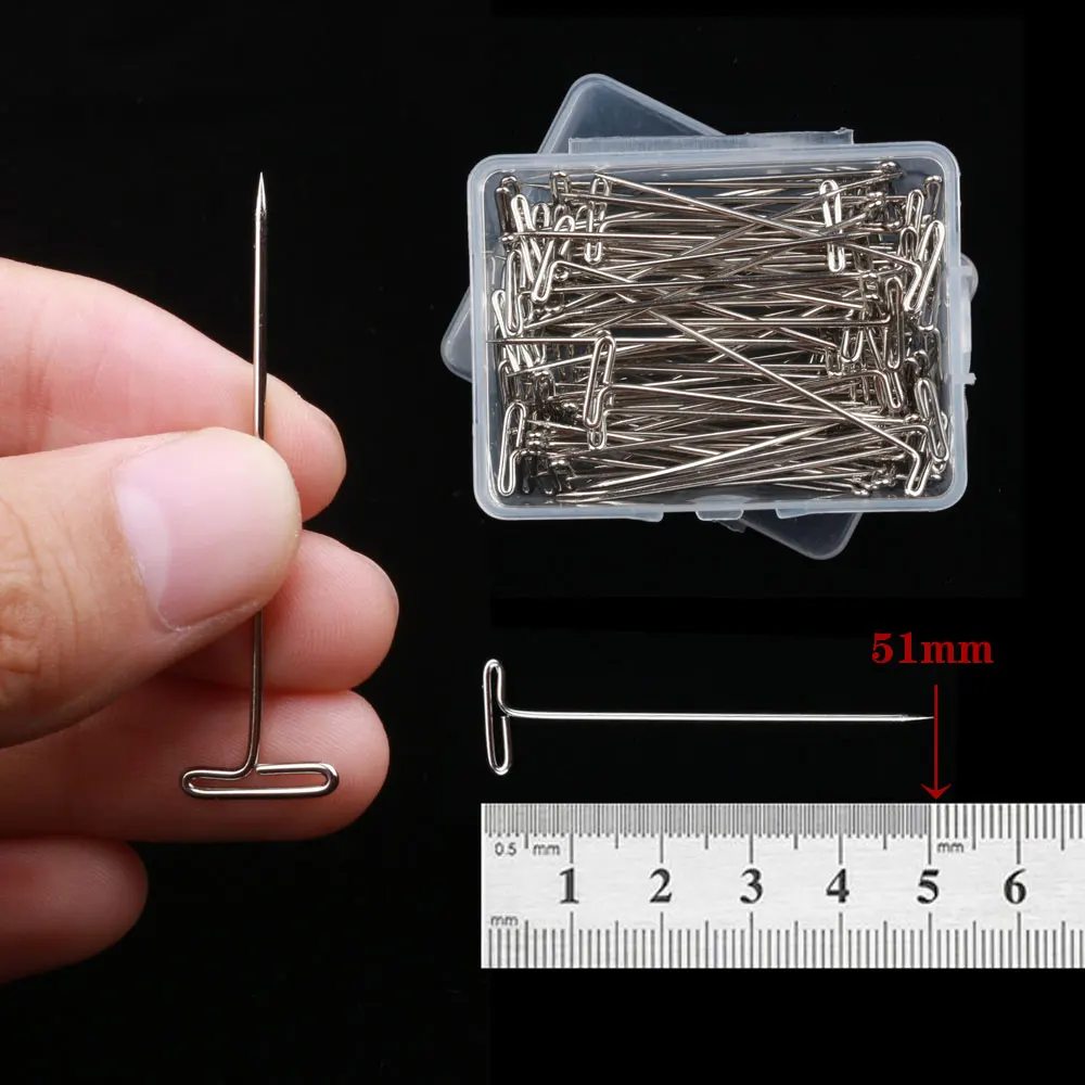 38/51 мм Серебряный T булавки для проведения парики и парик Блокировка Вязание