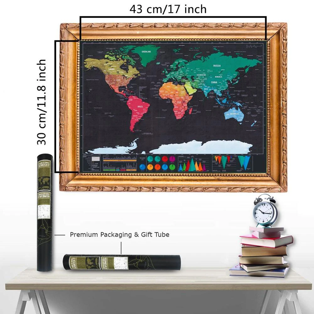 

1pcs World Travel Map Erasable Wall Stickers Colorful Decorative Map Student Teaching Equipment Decorative Poster