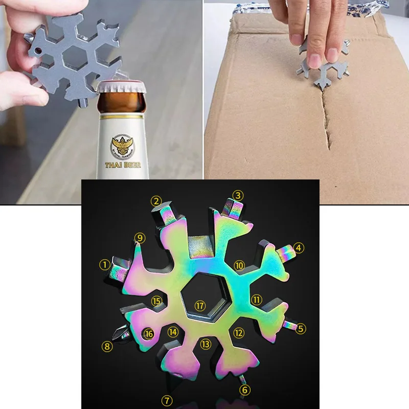 18 в 1 снежинка снег гаечный ключ инструменты Открытый походный кольцо для ключей