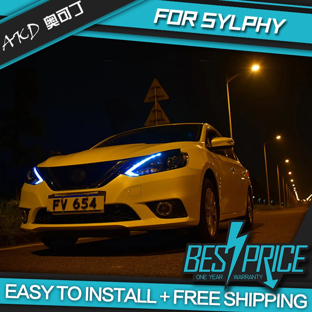 

Car Styling Head Lamp case for Nissan Sylphy Headlights 2016-2018 Sentra LED Headlight LED DRL H7 D2H Hid Angel Eye Bi Xenon