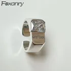 Широкие кольца FOXANRY 925 для женщин, Модные Винтажные креативные сверкающие циркониевые праздничные украшения в стиле хип-хоп