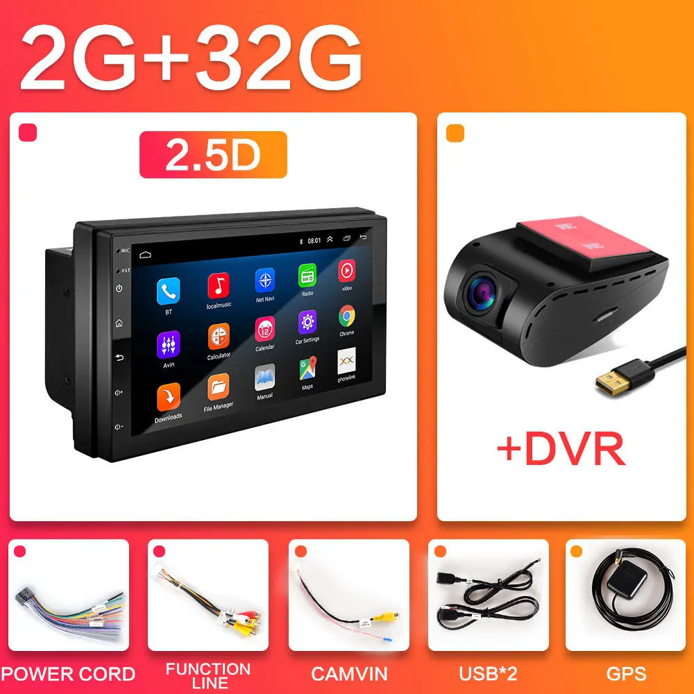 2G-DVR 2.5D Android 8,1 Универсальный 2 din " автомобильный навигатор gps Радио автомобильный Радио Навигация Мультимедиа стерео плеер для Toyota Nissan 2DIN - Цвет: 2G-DVR