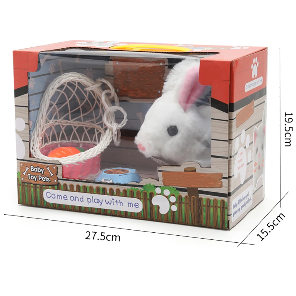 

IKAUOIE Children'S Plush Electric Toy Rabbit Dog Barking Tail Walking Simulation Animal Robot Dog And White Rabbit Toy