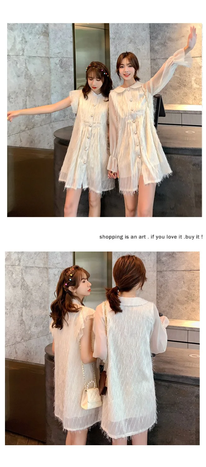 

Different bestie outfit new web celebrity very fairy dress French doll collar summer chiffon dress