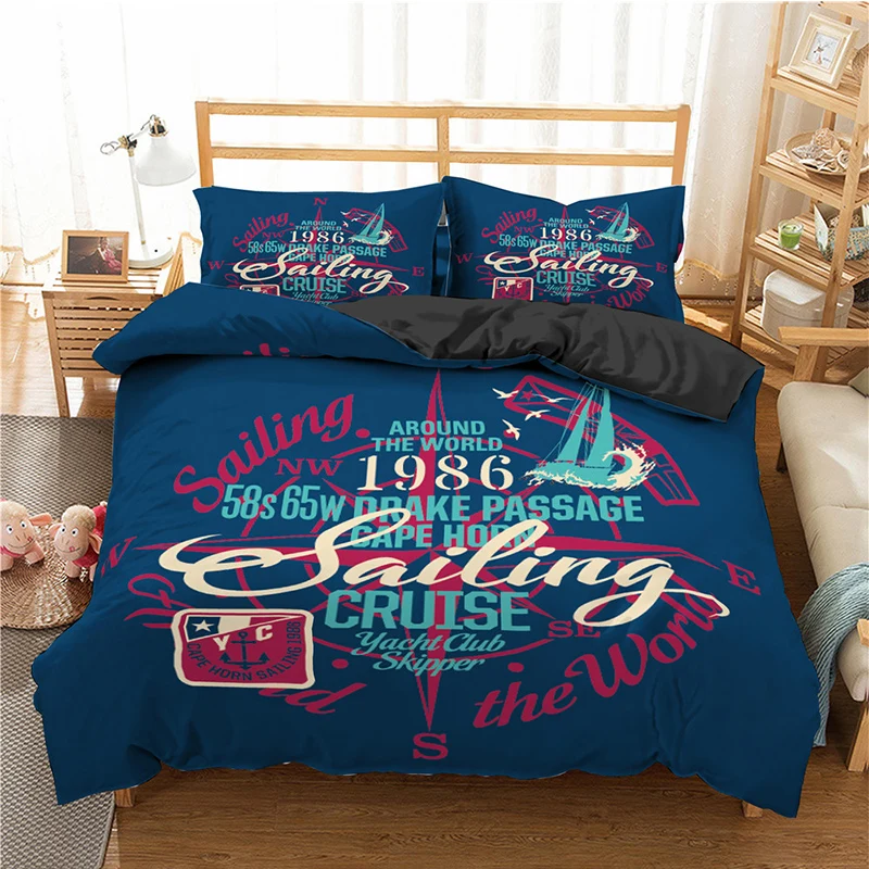 Комплект постельного белья с изображением пиратского корабля пододеяльник для